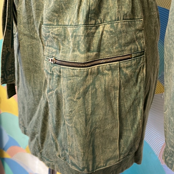 Earthbound large 2 piece 100 cotton green hoodie skirt w/ embroidered flowers - Picture 5 of 10